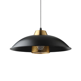 Industrial Black Dome Brass Mesh Screen Pendant Light Zawala Image - 3