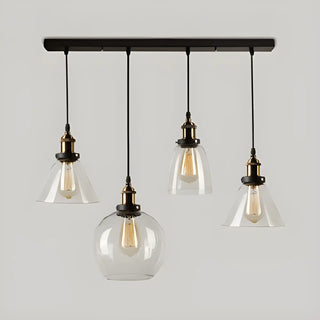 ZOWALA - Industrial Clear Glass Round Dining Room Pendant Light Image - 3