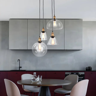 ZOWALA - Industrial Clear Glass Round Dining Room Pendant Light Image - 4