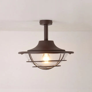 ZOWALA - Industrial Black Cage Metal Semi-Flush Mount Light Image - 12