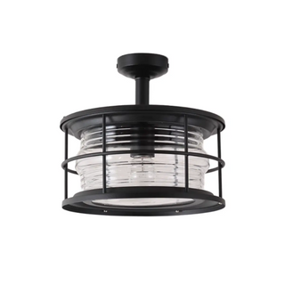 ZOWALA - Industrial Black Cage Metal Semi-Flush Mount Light Image - 17