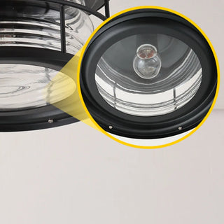 ZOWALA - Industrial Black Cage Metal Semi-Flush Mount Light Image - 19