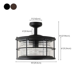 ZOWALA - Industrial Black Cage Metal Semi-Flush Mount Light #size