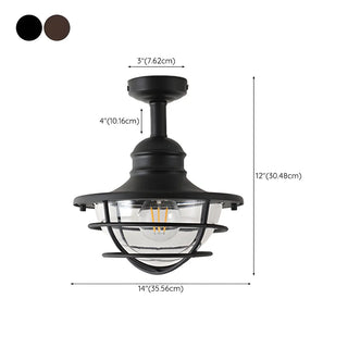 ZOWALA - Industrial Black Cage Metal Semi-Flush Mount Light Image - 23