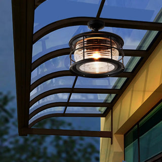 ZOWALA - Industrial Black Cage Metal Semi-Flush Mount Light Image - 5