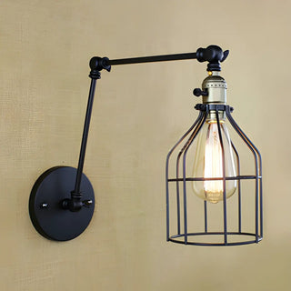 ZOWALA - Industrial Metal Cage Swing Arm Wall Light Image - 1