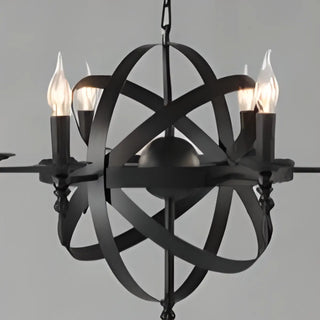 Industrial Sphere Candle Iron Dining Room Black Chandelier Image - 12