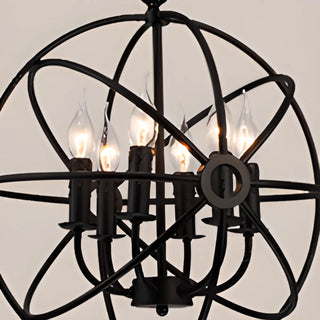 Industrial Sphere Candle Iron Dining Room Black Chandelier Image - 13