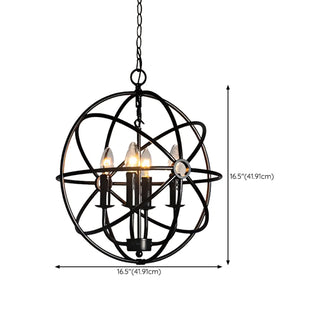 Industrial Sphere Candle Iron Dining Room Black Chandelier #size