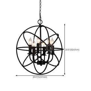 Industrial Sphere Candle Iron Dining Room Black Chandelier Image - 15