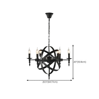 Industrial Sphere Candle Iron Dining Room Black Chandelier Image - 16