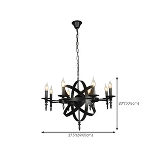 Industrial Sphere Candle Iron Dining Room Black Chandelier Image - 17