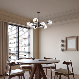 Industrial Sphere Candle Iron Dining Room Black Chandelier Image - 3