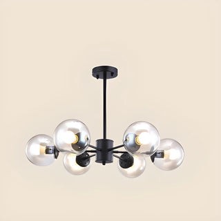 Industrial Sphere Candle Iron Dining Room Black Chandelier Image - 4