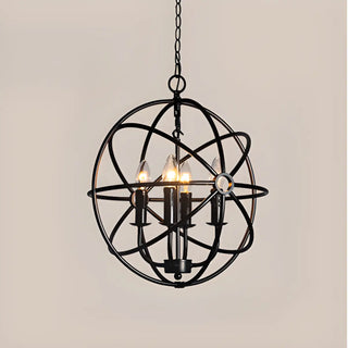 Industrial Sphere Candle Iron Dining Room Black Chandelier Image - 7