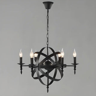 Industrial Sphere Candle Iron Dining Room Black Chandelier Image - 8