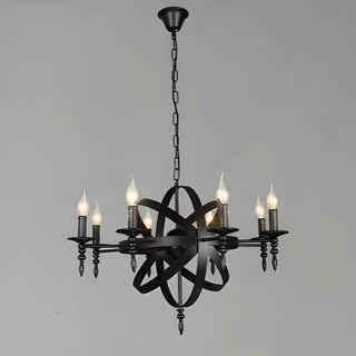 Industrial Sphere Candle Iron Dining Room Black Chandelier Image - 9