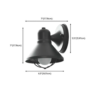 Industrial Black Cone Metal Exterior LED Wall Light Zawala #size