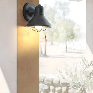 Industrial Black Cone Metal Exterior LED Wall Light Zawala Image - 2