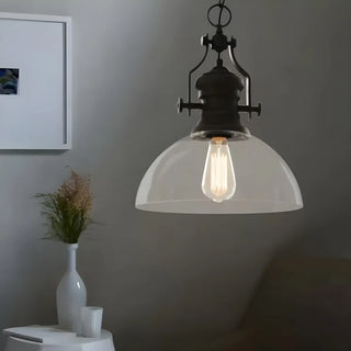 ZOWALA - Industrial Farmhouse Dome Clear Glass Pendant Light Image - 1