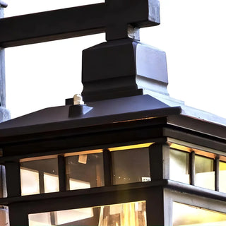 ZOWALA - Industrial Black Clear Lantern External Wall Sconce Image - 11