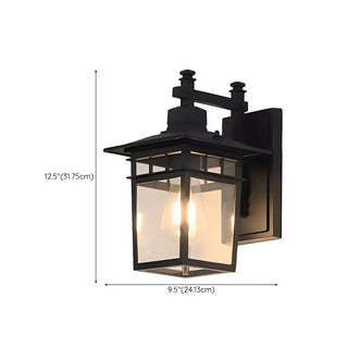 ZOWALA - Industrial Black Clear Lantern External Wall Sconce #size