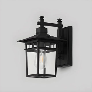ZOWALA - Industrial Black Clear Lantern External Wall Sconce Image - 5