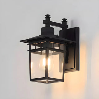 ZOWALA - Industrial Black Clear Lantern External Wall Sconce Image - 6
