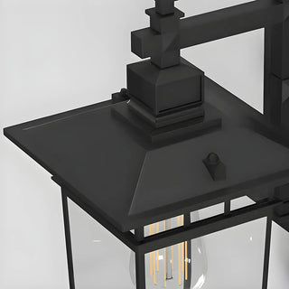 ZOWALA - Industrial Black Clear Lantern External Wall Sconce Image - 8
