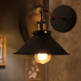 Industrial Cone Iron LED External Black Wall Sconce Zawala Image - 1