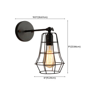 Industrial Cone Iron LED External Black Wall Sconce Zawala #size