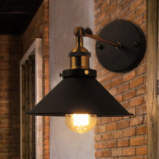 Industrial Cone Iron LED External Black Wall Sconce Zawala Image - 2