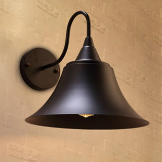 Industrial Cone Iron LED External Black Wall Sconce Zawala Image - 3