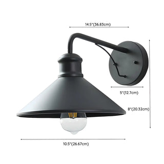 ZOWALA - Industrial Black Cone Mini Outdoor Wall Light #size
