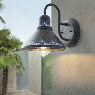 ZOWALA - Industrial Black Cone Outdoor Wall Light Image - 4