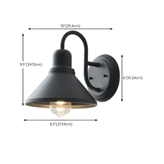 ZOWALA - Industrial Black Cone Outdoor Wall Light #size