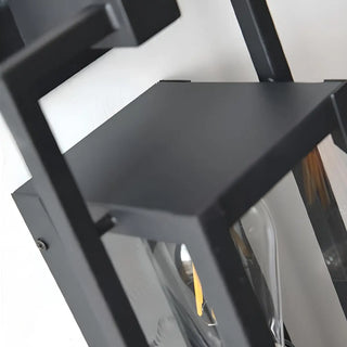 Industrial Box Glass Black External LED Wall Sconce Zawala Image - 10