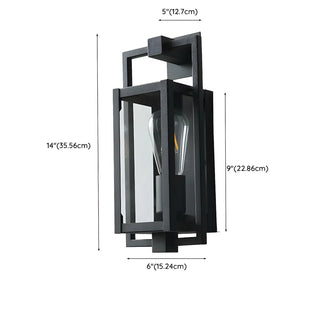 Industrial Box Glass Black External LED Wall Sconce Zawala #size