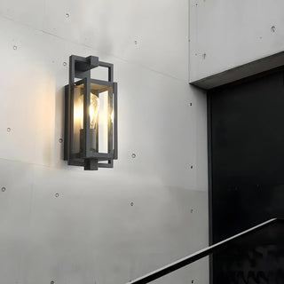 Industrial Box Glass Black External LED Wall Sconce Zawala Image - 4