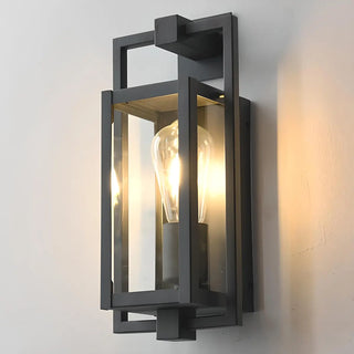 Industrial Box Glass Black External LED Wall Sconce Zawala Image - 5