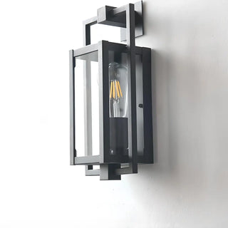 Industrial Box Glass Black External LED Wall Sconce Zawala Image - 7