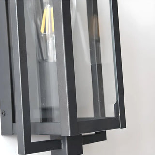 Industrial Box Glass Black External LED Wall Sconce Zawala Image - 9