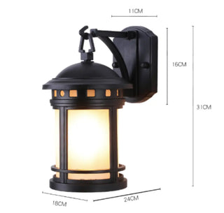 Industrial Style Black Outdoor Wall Lantern Sconce Zawala #size