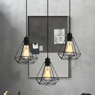 Industrial Diamond Metal Wire Edison Bulbs Pendant Light Zawala Image - 1