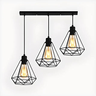 Industrial Diamond Metal Wire Edison Bulbs Pendant Light Zawala Image - 2