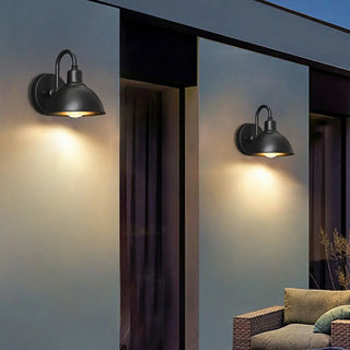 Contemporary Iron Black Dome External Wall LED Sconce Zawala Image - 1