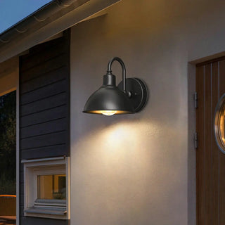 Contemporary Iron Black Dome External Wall LED Sconce Zawala Image - 2