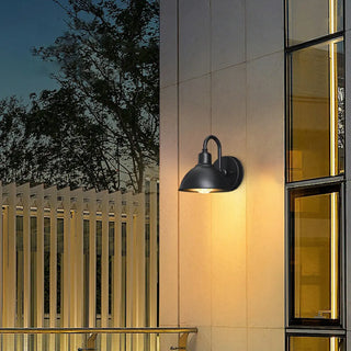 Contemporary Iron Black Dome External Wall LED Sconce Zawala Image - 3