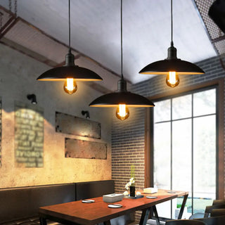 ZOWALA - Industrial Black Dome Metal Dining Room Pendant Light Image - 1