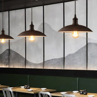 ZOWALA - Industrial Black Dome Metal Dining Room Pendant Light Image - 3